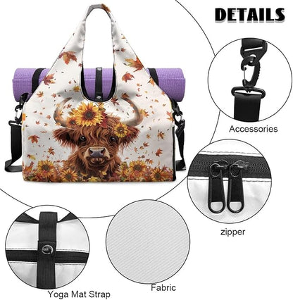 Yoga Mat Bag for Women Men Large Carryall Tote with Adjustable Shoulder Strap for Gym Yoga Travel Pilates Office