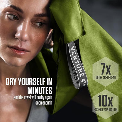 VENTURE 4TH Quick Dry Towel. Microfiber Travel Towel Ideal for Camping, Hiking, Backpacking, Gym. Lightweight & Fast Drying Travel Towels for Body. Compact & Easy to Pack - Lime Extra Large
