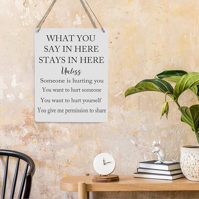 Rustic Mental Health Mindfulness Posters Counselor Psychologist Gift Wood Decor Sign Positive Affirmations Wall Decor for Consultation Room Therapy Office Bedroom Dining Room Living Room