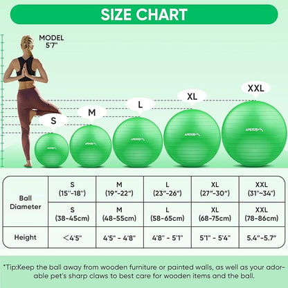 APEXUP Yoga Ball Exercise Ball Anti Slip Heavy Duty for Fitness, Balance & Core Workout