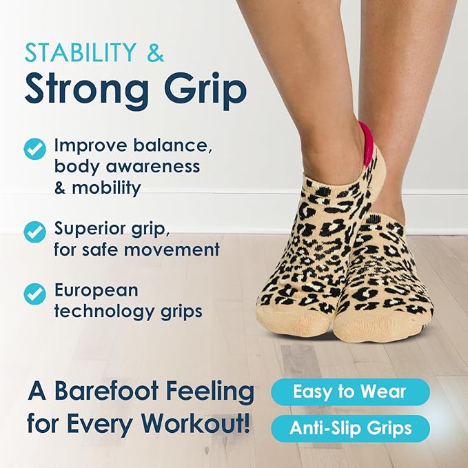 Tucketts Crew Closed Toes Non-Slip Grip Socks - Anti Skid Yoga, Barre, Pilates, Home & Leisure, Pedicure