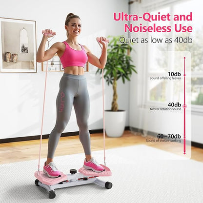 Waist Twisting Machine & Ab Twister Machine - 300 lbs Noiseless Waist Twister Board for Core Exercise, Home Gym Fitness Equipment with Resistance Bands (Women/Men)