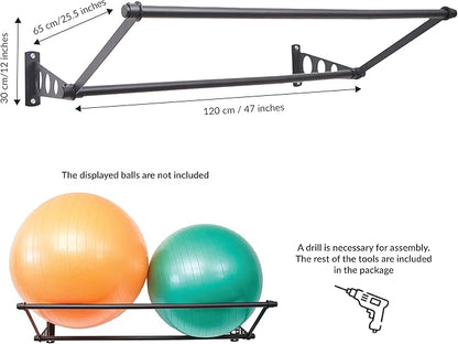 Exercise Ball Holder | Organize Your Space | Wall Mounted Rack | Yoga Stability Ball Holder | Exercise Wall Mount | Fitness Ball Rack | For Gyms, Studios, Home Gyms | Matte Black