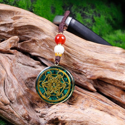 Day Day Up Orgonite Necklace - Sri Yantra Rotatable Pendant For Anti Stress Anxiety & Meditation - Malachite And Tiger Stone For Spiritual Healing & Positive Energy