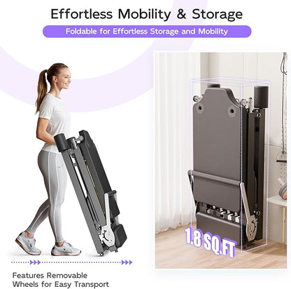 MU Pilates Reformer, Foldable Reformer Pilates Machine & Equipment for Home Use and Gym Workout, Suitable for Advanced and Beginners Users, Up to 400 lbs Weight Capacity, Black