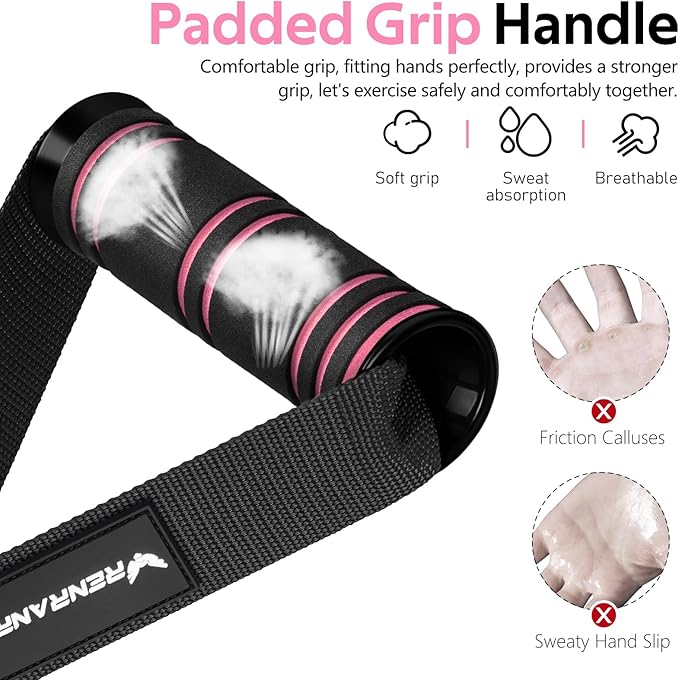 RENRANRING Gym Exercise Handles, Replacement Handle Attachments for Cable Machine Pulleys, Resistance Band and Strength Trainer, Pull Down Workout Accessories, Home Gym Add On Equipment