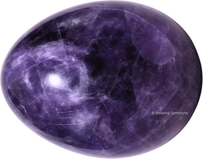 Amazing Gemstone Amethyst Crystal Yoni Egg, 2 Inches - Premium Crystals and Healing Stones Yoni Egg for Pelvic Floor Health, Natural Healing Crystal Eggs for Meditation and Stress Relief