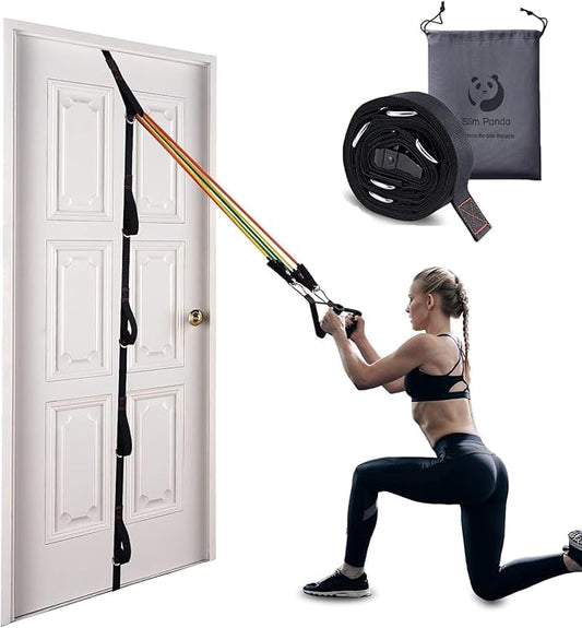 Slim Panda Door Anchor Strap for Resistance Bands, Door Resistance Bands for Workouts, Strength Training, Portable Door Gym Attachment for Home Fitness, Multi Point Anchor Workout Equipment
