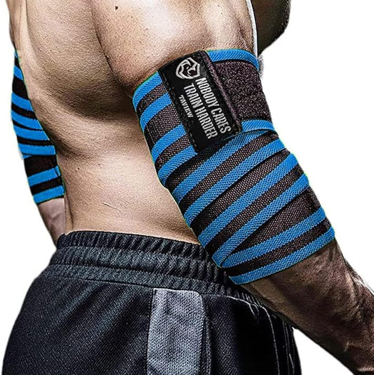 TAVIEW Elbow Wraps for Weightlifting (1 Pair), 47" Elastic Elbow Support & Compression Powerlifting, Fitness, Cross Training & Gym Workout - Elbow Straps for Weight Lifting
