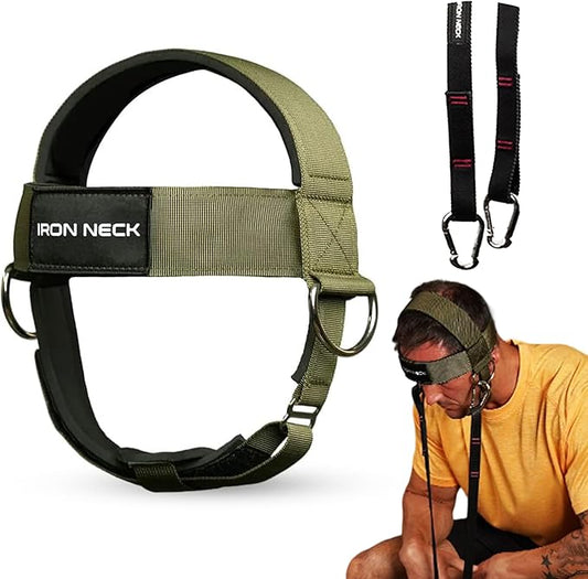 Iron Neck, Versatile Neck Exerciser, Strengthener and Trainer with Adjustable Head and Chin Strap, Portable Head Harness for Weight Lifting, Home and Gym Use