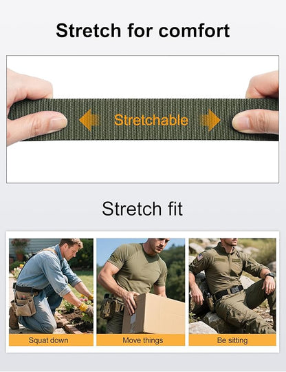JUKMO Quick Release Tactical Belt, Military Work 1.5" Nylon Web Golf Belt with Heavy Duty Seatbelt Buckle