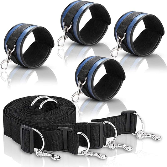 Soft Adjustable Straps Set PU Leather Kit for Hand-Wrist-Ankle Home Gym Sports