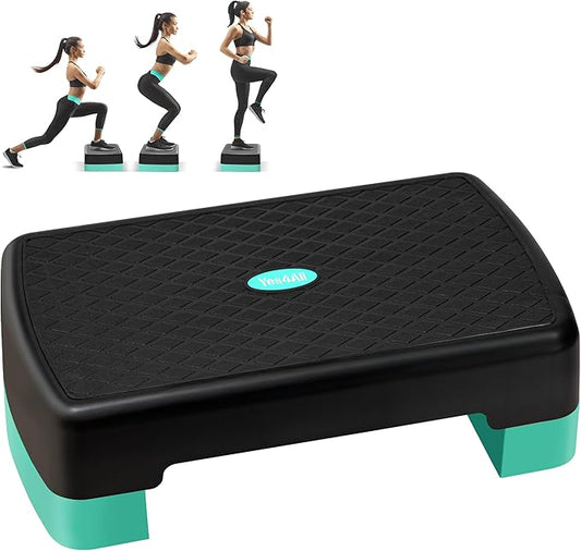 Yes4All 18.1" Aerobic Exercise Step Platform with 2 Risers, Adjustable Height Workout Stepper 3" 5.1" for Home Gym Step Up Exercise & Balance Training, Mulltiple Colors