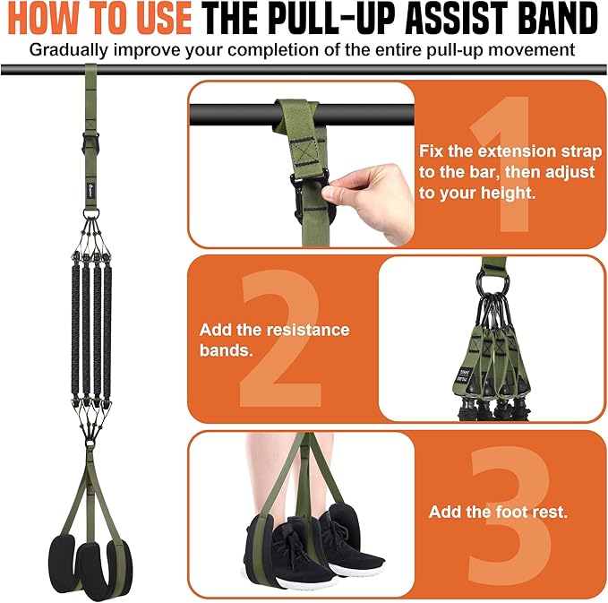 SERTT Pull Up Assistance Bands 300lbs, Adjustable Pull Up Bands with 4 Heavy Duty Resistance Bands for Pull Ups, All-in-one Exercise Bands for Pull Up Assist and Resistance Training