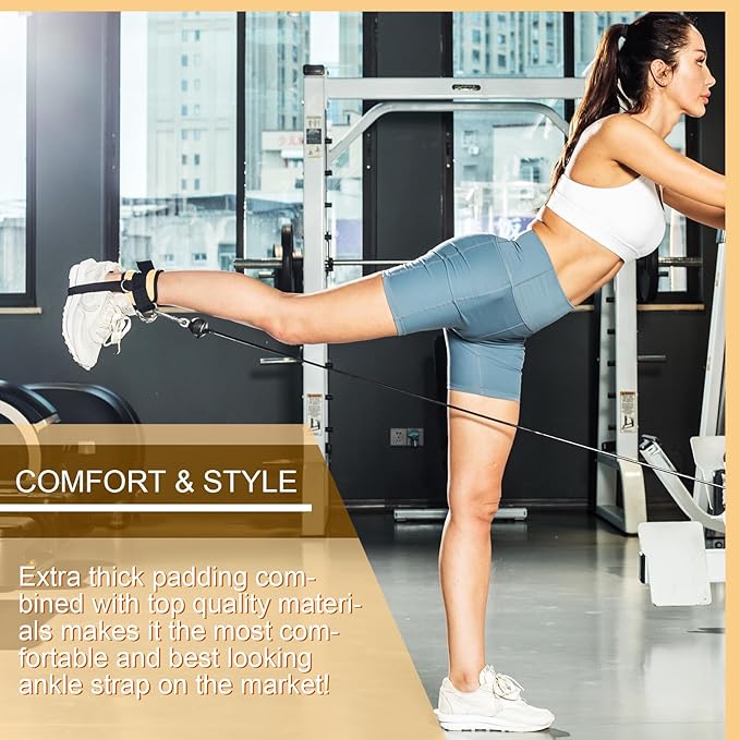VAIIO Ankle Straps for Cable Machines,Adjustable Comfort fit Neoprene, Reinforce Double D-Ring - Premium Ankle Cuffs to Improve Abdominal Muscles, Lift The Butts, Tone The Legs for Men & Women