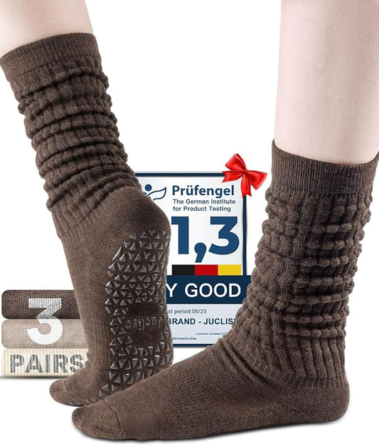 Slouch Pilates Grip Socks Yoga Barre Non Slip Scrunch Merino Wool Gym Workout Breathable Moisture Wicking Anti Odor
