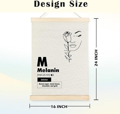 JINYO Melanin Black Girl Canvas Wall Art Poster, Black and White Abstract Minimalist Line African American Woman Poster Prints Wall Decor for Girls Bedroom Dorm, 11x14 Inch Set of 2