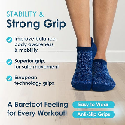 Tucketts Crew Closed Toes Non-Slip Grip Socks - Anti Skid Yoga, Barre, Pilates, Home & Leisure, Pedicure