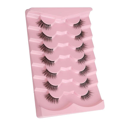 Half Eyelashes Natural Look False Eyelashes Half Lashes Cat Eye 14mm Wispy Lash Strips with Thin Band 3D Volume False Lashes Soft C Curl Natural Eyelash Fake Lash 7 Pair EVENTILL