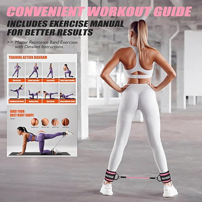 Ankle Resistance Bands with Cuffs for Women & Men - 3-Level Adjustable Leg & Glute Workout Equipment, Portable Home Gym Exercise Bands for Kickbacks, Hip Thrusts, Yoga, Strength Training