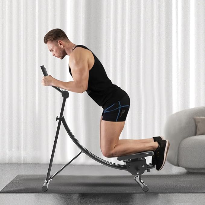 Ab Trainer Abdominal Workout Machine Waist Cruncher Core Toner, Height Adjustable Abdominal Whole with LCD Monitor, Body Workout Machine for Home, Companies, Gyms
