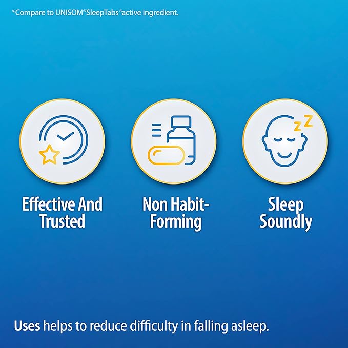 HealthA2Z® Sleep Aid | Doxylamine Succinate Tablets 25mg | 120 Counts (Pack of 1)