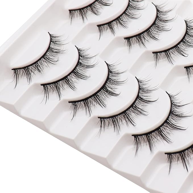 Losha Manga Lashes Fluffy Faux Mink Lashes Natural Look 10 Pairs Asian False Eyelashes Pack Look Like Individual Clusters (BC009)