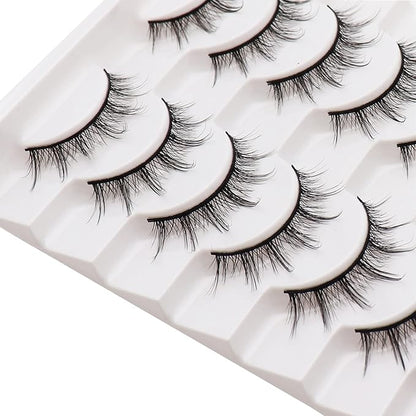 Losha Manga Lashes Fluffy Faux Mink Lashes Natural Look 10 Pairs Asian False Eyelashes Pack Look Like Individual Clusters (BC009)