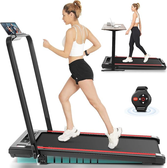 ANCHEER Foldable Treadmill with 12% Incline, 3.0HP Walking Pad Treadmills with Handle Bar, 320LBS Capacity/2S Folding/Widened Belt, Quiet Portable Walking Treadmill Under Desk with LED