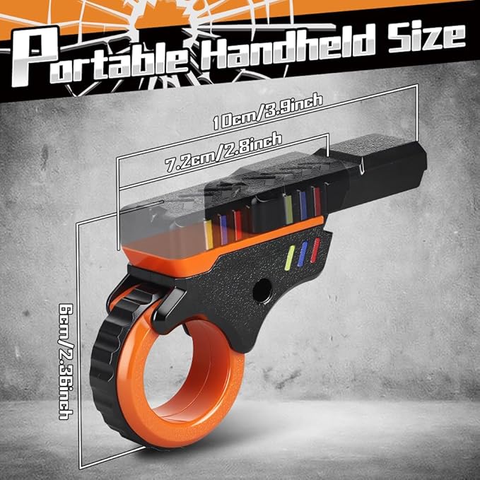 Fidget Gun Slider Toy for Kid Adult, Plastic Fidget Slider Ring Push Clicker Gun for Stress Relief Relax EDC, Textured Finger Spinner Flip Sensory Toy, Cool Birthday for Boy Girl Man