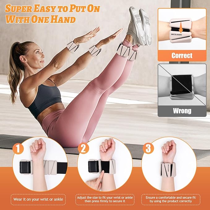 Ankle Weights Set of 2 (1 lb/2 lb/3 lb Each) Adjustable Wrist Weights for Women Men Wearable Arm Leg Weight for Pilates, Running, Walking, Workout, Yoga
