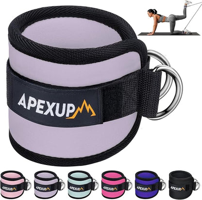 APEXUP Ankle Strap for Cable Machine, Ankle Resistance Bands, Cable Kick Back Straps for Gym, Glute Workouts, Leg Extensions, Adjustable Straps with Neoprene Padding