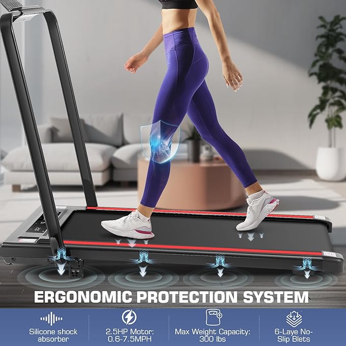 ANCHEER Foldable Treadmill with 12% Incline, 3.0HP Walking Pad Treadmills with Handle Bar, 320LBS Capacity/2S Folding/Widened Belt, Quiet Portable Walking Treadmill Under Desk with LED