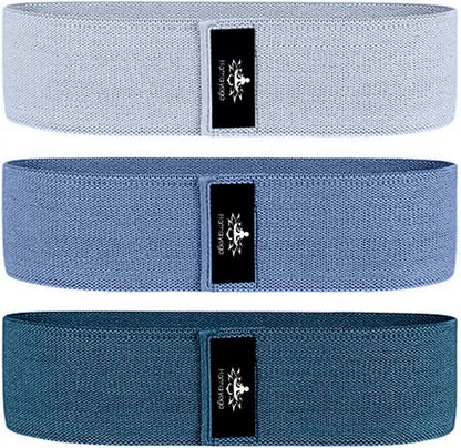 Hatha Yoga Large Resistance Band,14.5" x3.15",Fabric Exercise Loop Bands with Instruction Guide and Carry Bag, Set of 3.