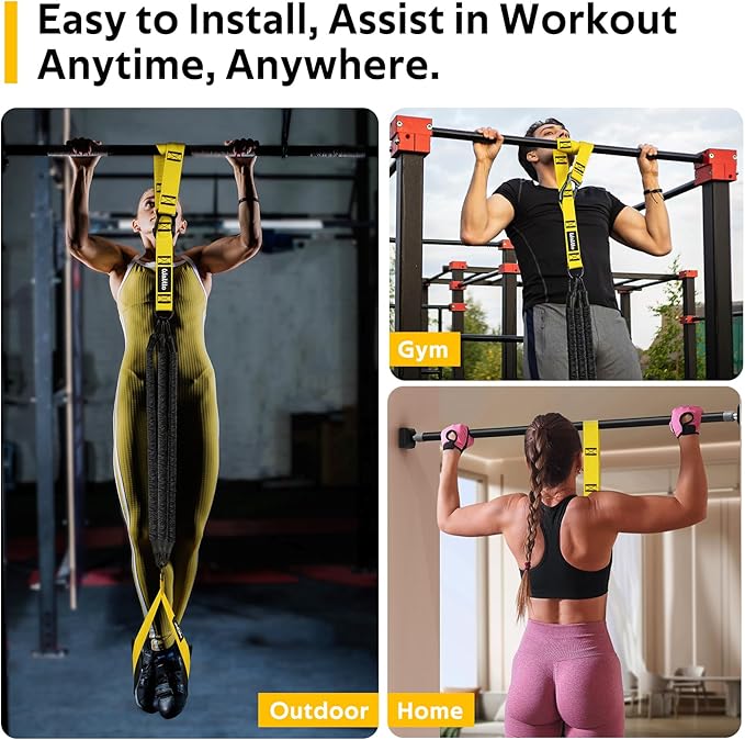 Pull Up Assistance Bands Set, Heavy Duty Adjustable Pull Up Assist Band with Feet Rest, Strength Training Bands for Home Gym Fitness, Pull-Up Bar, Calisthenics and Body Stretching