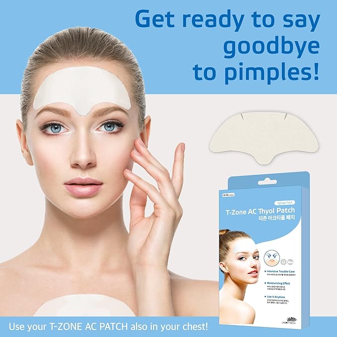 Forehead Pimple Patches – 4Pcs | Labottach Korean Skincare Hydrogel Soothing & Cooling Patch with Tea Tree Oil, Vitamin E | Refreshes Troubled Skin | Overnight Home Skincare