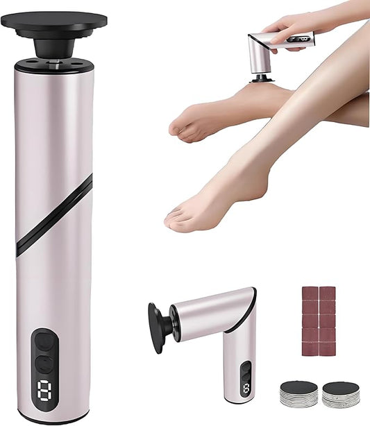 Foldable Electric Foot Callus Remover, Foot Files, 9-Speed Foot Sander Pedicure Tools for Feet Dead Skin with Sandpaper Disk and Nail Drill Bits（Rose Gold）