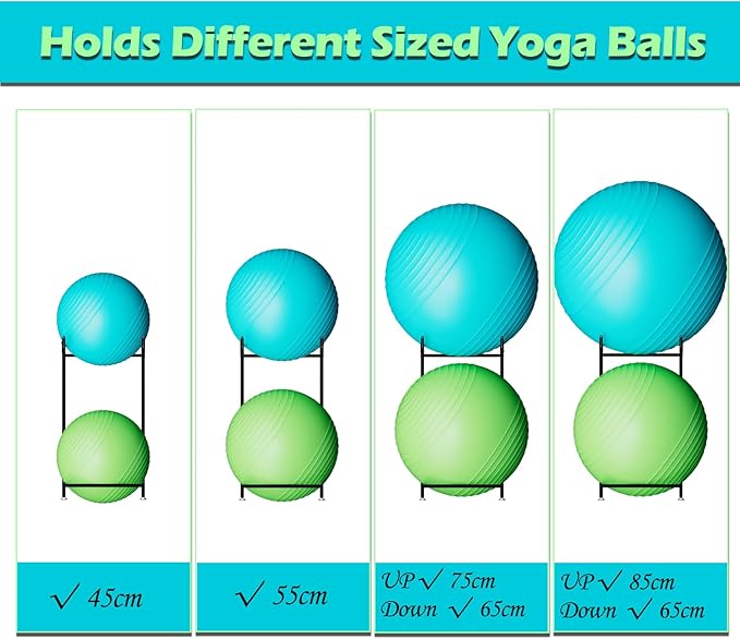 Exercise Ball Holder - Medicine Ball Rack for 85cm Yoga Ball Yoga Mat Storage, Garage Stability Ball Organizer Stand for Home Gym