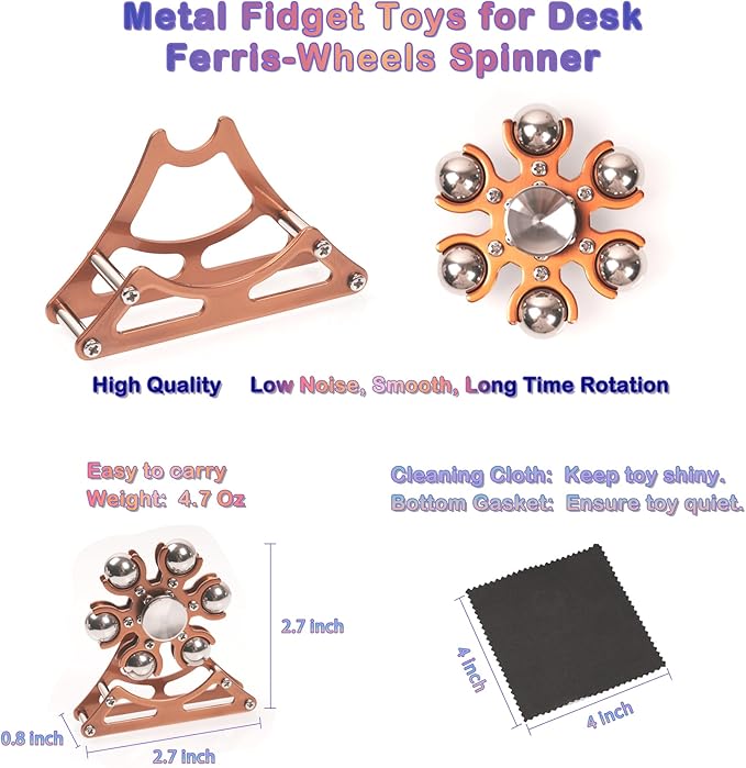 Desk-Toys for Fidget Ferris-Wheel-Spinner: 4mins Kinetic-Spinning Cool-Gadgets, Cool-Stuff Thing Toy for Office School Home Man Women Christmas, Stress-Relief Game Gifts for Adult Teen Children Kid