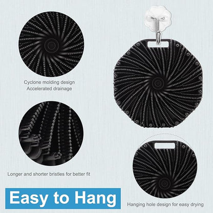 Silicone Body Scrubber, Body Wash Scrubber, Shower Scrubber for Body, Non-Slip Handle for Easy Cleaning, Travel Friendly (Black)