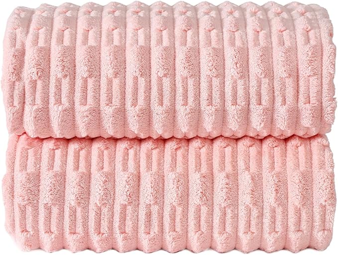 40x80 Inches Oversized Bath Sheets Extra Large Bath Towels Set of 2 for Adults Super Soft Quick Dry Lightweight Lint Free Absorbent Stripe Microfiber Shower Towels (Pink, 2 Piece)