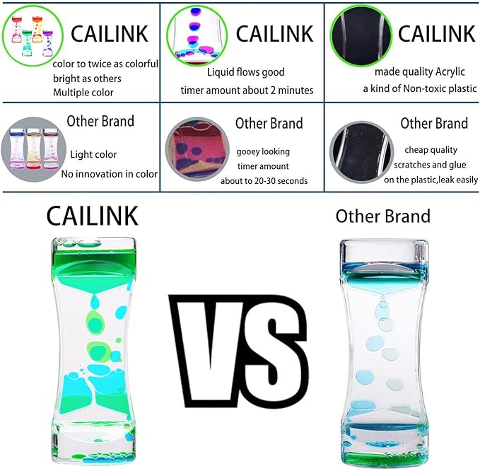 CAILINK Liquid Motion Bubbler, 4 Pack Stress Management Sensory Toys, Relief Fidget Bubbler,Relaxing Water Timers, Office Home Colorful Hourglass Desk Decor