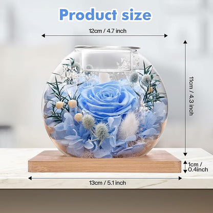 Preserved Roses - Birthday Gifts for Her, Preserved Flower in Glass Dome with Scented, Romantic Gifts for Women, Wife, Girlfriend on Birthday, Anniversary, Thanksgiving Day, Christmas Day-blue
