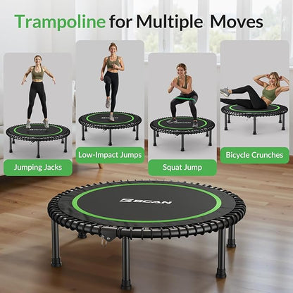 BCAN 450LBS/550LBS Foldable Mini Trampoline, 40"/48" Fitness Trampoline with Durable Bungees, Stable & Quiet Exercise Rebounder for Adults,Great Mini Trampoline for Indoor/Garden Workout - 2