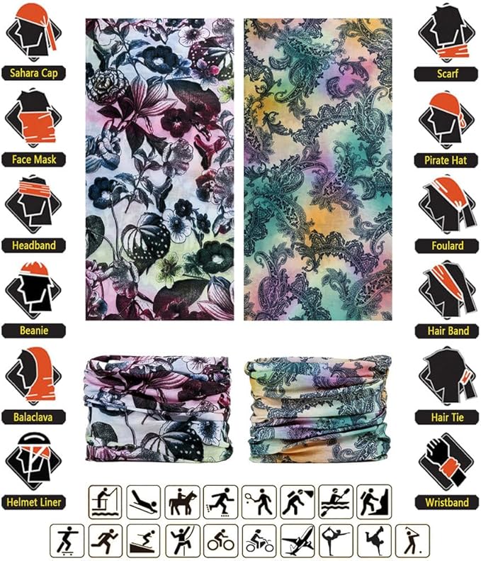 Headband Neck Gaiter Head Wrap Headwear Face Mask Magic Scarf Bandana for Men and Women
