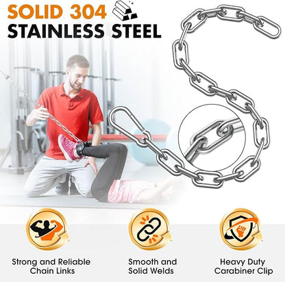23.6" Gym Fitness Cable Extension Chain, 304 Stainless Steel Cable Machine Extension Accessory, Workout Chain for Home Gym Replacement, Weight Lifting, Triceps Exercise