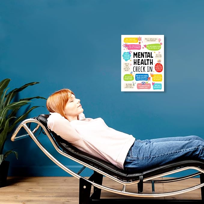 YEOION Mental Health Check In Wall Decor,Funny Mental Health Wall Art Canvas Frame Print for Therapy Office School Counselor Wall Decor