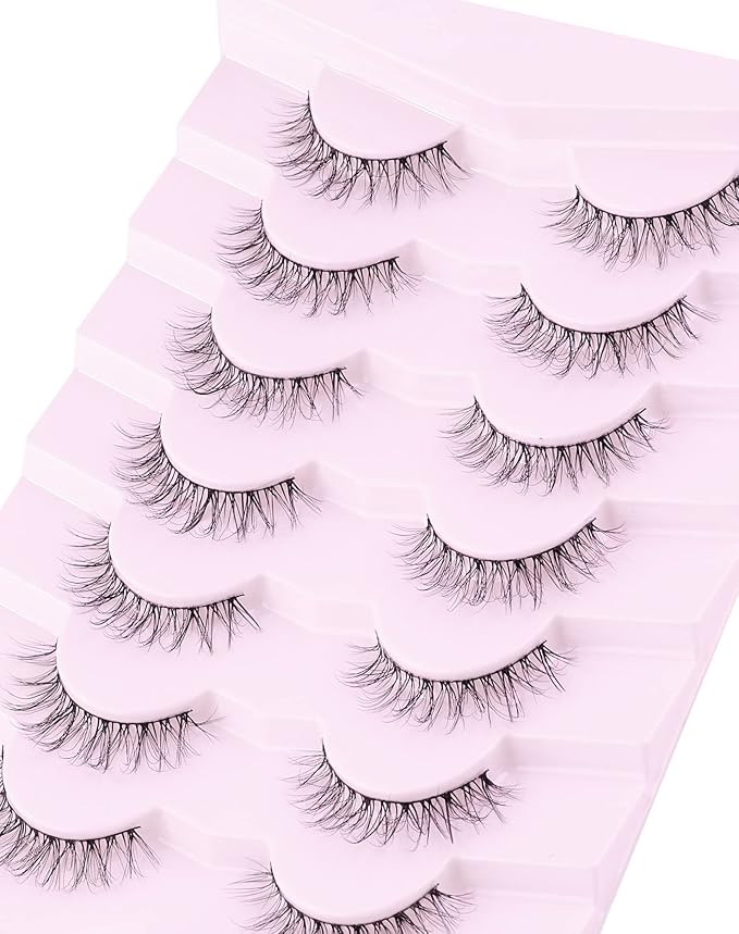 Eyelashes Natural Look Fake Eyelashes Natural Lashes Lightweight False Eyelashes Wispy Lashes 3D Faux Mink Eyelashes 7 Pairs D3