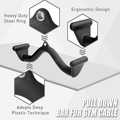 Lat Pull Down Bar T bar Row Attachment, V Bar Tricep Lat Pulldown Attachments, Back Strength Training Bar for Home Gym Exercise Cable Machine Attachments