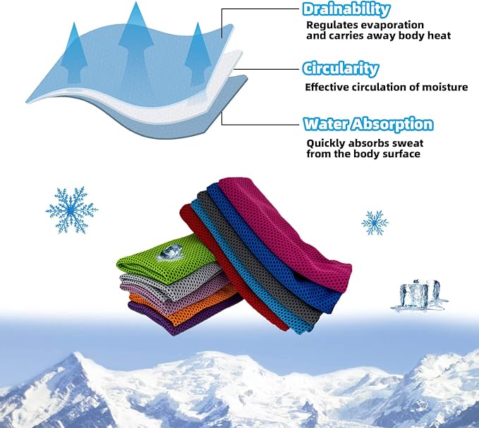 Cooling Towels, Soft Breathable Sweat Ice Towel for Sports, Yoga, Gym, Golf, Camping, Running, Fitness, Workout & More Activities